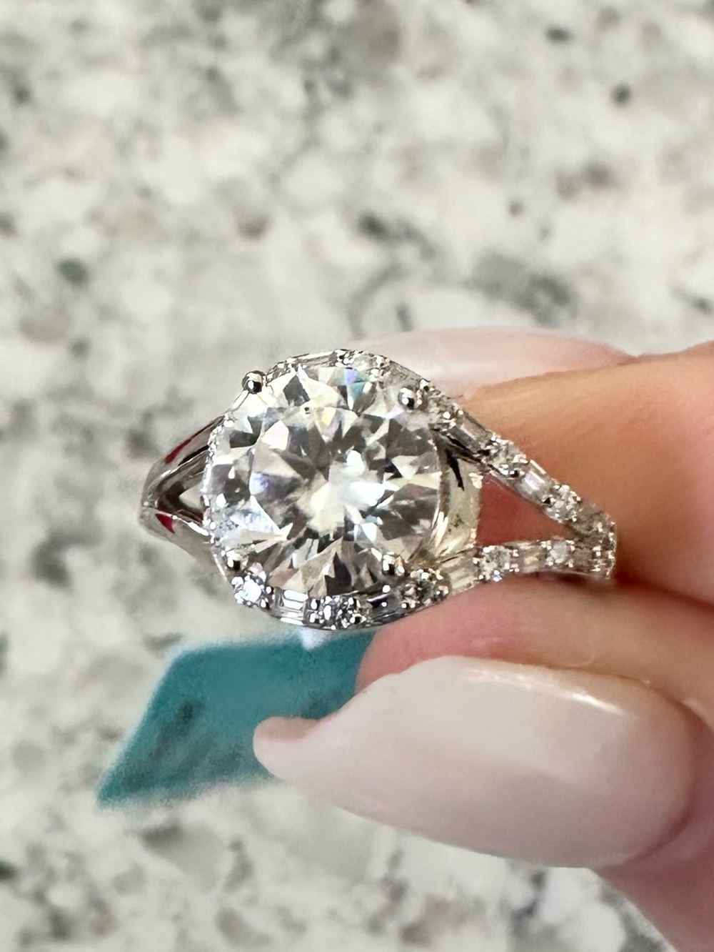 2.30 ct Moissanite .925 Sterling Silver Round Halo Engagement Ring